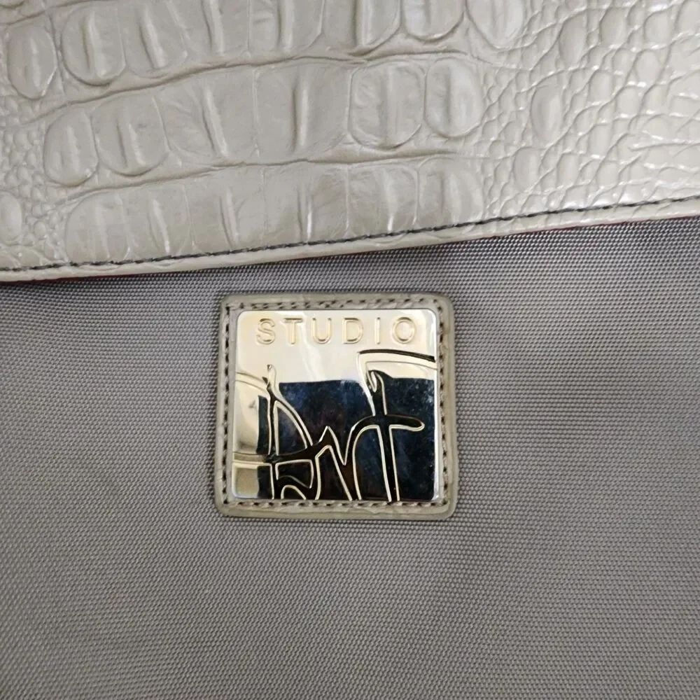 Studio Diane von Furstenberg Croc Embossed Tote Tan Canvas Leather‎ Shopper